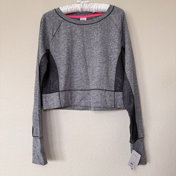 Victoria’s Secret Sport Cropped Workout Top Gray Size Large Netted - Picture 2 of 9